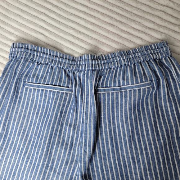 Beach Lunch Lounge Striped Linen Cotton Pants Tie Waist Coastal Cottagecore L - Picture 8 of 12